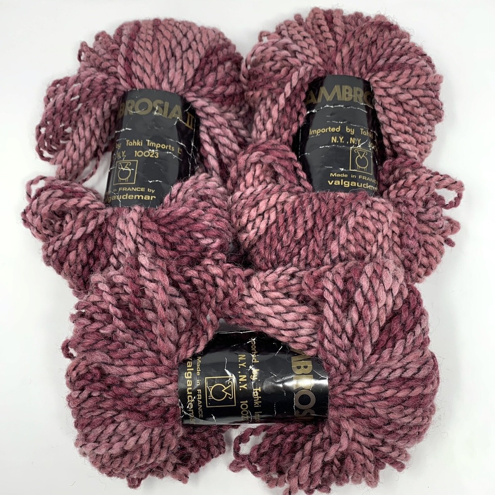 Lot of 3 Hanks Ambrosia II by Tahki Yarns 100% Wool #608 Purple Twist Vintage